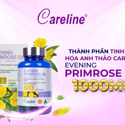 Viên Tinh Dầu Hoa Anh Thảo Úc Careline Evening Primrose Oil - Hỗ Trợ Tăng Cường Sức Khỏe, Làm Đẹp Da 60 Viên/Hộp