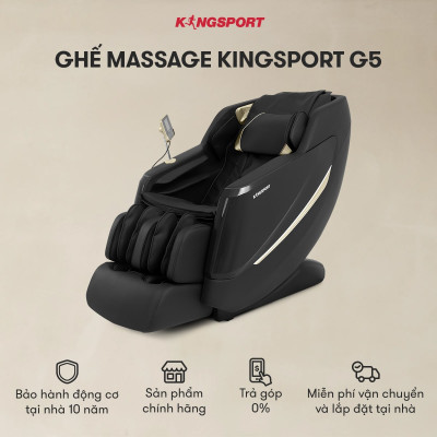 Ghế massage KINGSPORT Standard G5 BLACK cao cấp con lăn 3D với 8 bài tập, thiết kế hiện đại 2024, công nghệ massage chuyên sâu