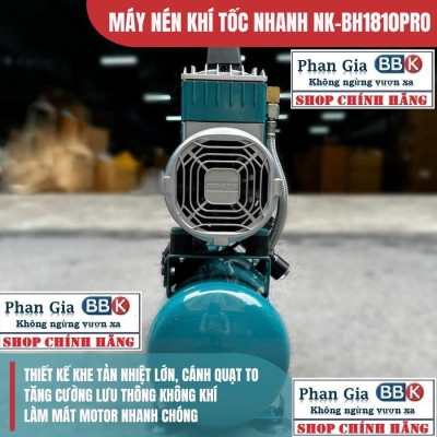 [chính hãƞg] Máy nén khí không dầu NAKAWA 10L - 1350W, tốc nhanh, siêu êm, 100% dây đồng, Bảo hành 1 năm