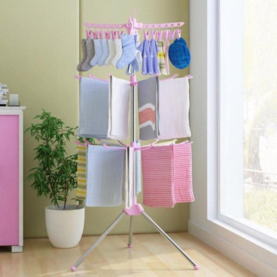 Cây Sào Phơi Đồ Inox Thông Minh Gấp Gọn Đa Năng 3 Tầng Treo Đồ Cho Trẻ Em, Bé Sơ Sinh Giao Màu Ngẫu Nhiên