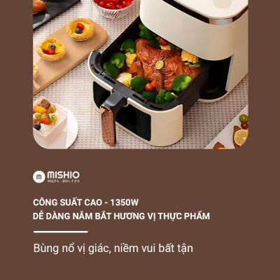 Nồi Chiên Không Dầu 8 Lít Mishio MK391 - Dung Tích Khổng Lồ, Nướng Nguyên Con Gà, Giá Cực Rẻ - Hàng chính hãng