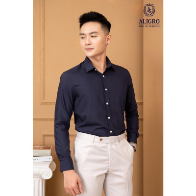 Áo sơ mi slimfit dài tay navy Aligro ALGS226