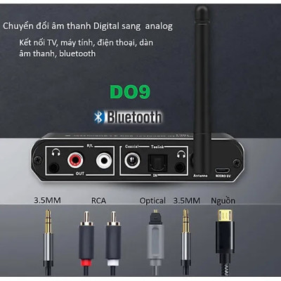 ROGTZ - Bộ thu phát Bluetooth 5.0 D09 Hỗ trợ A2DP AVRCP Kết nối đa dạng Android/IOS/PC/Laptop/Tablet/Máy chơi game Optical analog Coaxial AV3.5 Nhỏ gọn Dễ sử dụng Hàng Chính Hãng 