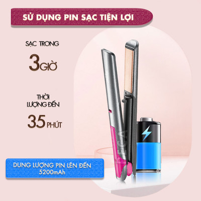 Máy duỗi tóc không dây Kemei KM-555 chuyên nghiệp điều chỉnh 4 mức nhiệt độ phù hợp mọi loại tóc - Hàng chính hãng