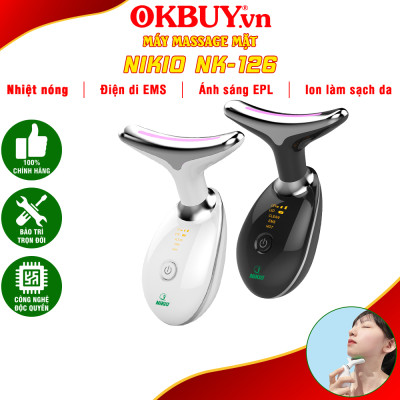 Máy Massage Nâng Cơ Làm Trẻ Hóa Da Mặt, Cổ Nikio NK-126 - Công Nghệ Điện Di EMS, Rung Nóng, Ion Và Ánh Sáng IPL