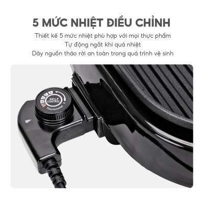 Nồi lẩu điện đa năng, nướng lẩu 2in1 Lebenlang LBTT6288, 1650W, 4l, bảo hành 2 năm - hàng chính hãng