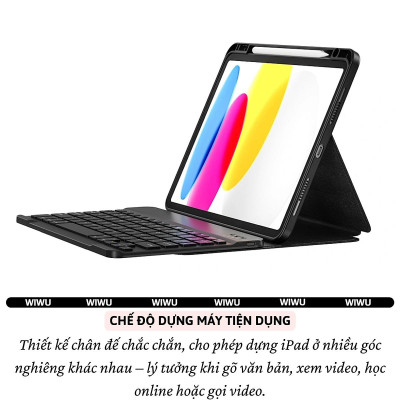 Case bao da bàn phím bluetooth bảo vệ 360 độ hiệu WIWU Protective Keyboard cho iPad Pro 11 13 inch M4 Pro 11 2020/21/22 Air 4/5/6/7 Gen 7 8 9 10.2 inch 10.5 inch Gen 10 10.9 inch - Bàn phím từ tính nam châm tháo rời, tích hợp giá đỡ - Hàng nhập khẩu