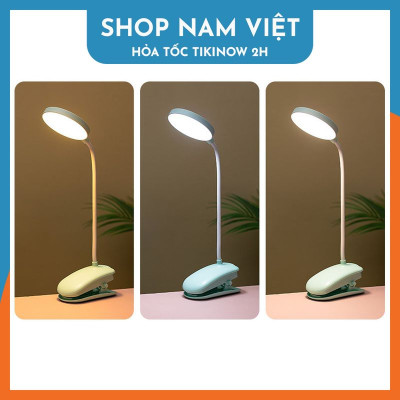 Đèn Bàn LED Kẹp Đầu Giường Đọc Sách Chống Cận Pin Sạc