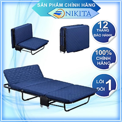 Giường ngủ thông minh gấp gọn NIKITA, Khung thép sơn tĩnh điện, Xếp gọn thành ghế sofa,  Bánh xe di chuyển dễ dàng