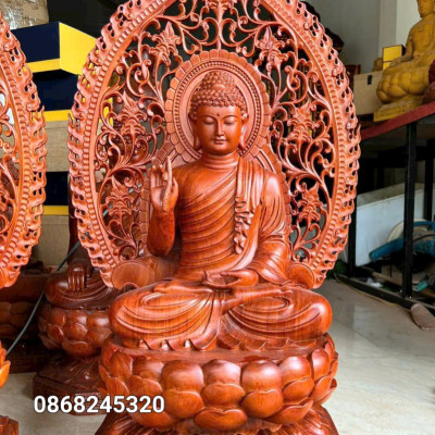 Tượng Phật liên hoa  bằng gỗ hương đá kt cao 60×36×36cm