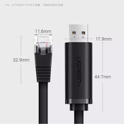Ugreen UG50773CM204TK 1.5M màu Đen Cáp lập trình Console USB 2.0 sang LAN dương - HÀNG CHÍNH HÃNG