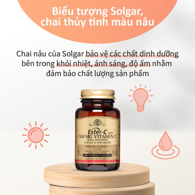 NHẬP KHẨU USA CHÍNH HÃNG - Viên Uống Solgar Ester-C® Plus -Vitamin C Thế Hệ Mới, Không Kích Ứng Dạ Dày, Hấp Thu Nhanh [50 viên]