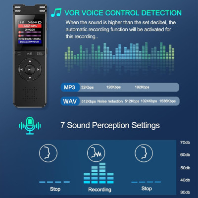 Máy Ghi Âm Kỹ Thuật Số Đa Chức Năng Khử Tiếng Ồn ZD70 Bộ Nhớ Trong 64GB - Hàng Nhập Khẩu