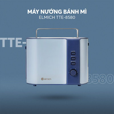 Máy nướng bánh mì Elmich TTE-8580, công suất 800W, 6 mức nhiệt điều chỉnh, 2 chế độ hâm nóng và rã đông, 1 khay treo bánh mì nướng thông minh, 2 khe nướng giúp nướng được các lát bánh có độ dày và kích cỡ khác nhau  - Hàng chính hãng