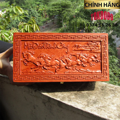 Hộp Đựng Trang Sức, Vật Phẩm Văn Phòng TOKDODO Gỗ Tự Nhiên Chạm Mã Đáo Thàng Công