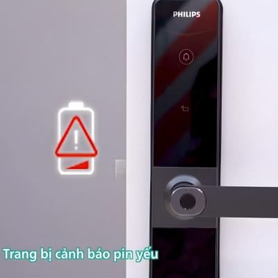 Bộ khóa cửa thông minh Gateway điều khiển từ xa, vân tay, thẻ từ, mật khẩu và chìa cơ Philips DDL610-5HBS - Hàng chính hãng