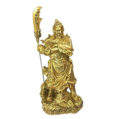 Tượng Quan công khoanh tay size đại CTQ8 23.4 x 16.4 x 28.6cm mạ vàng hoặc màu xanh lựa chọn