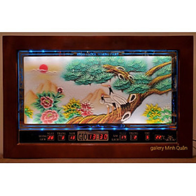 Lịch vạn niên tranh đá quý đèn led ,Tùng hạc diên niên -2058