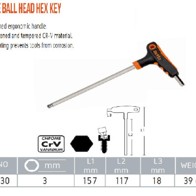 Tay vặn T lục giác đầu bi 3mm Retta RXB1030 Thổ Nhĩ Kỳ