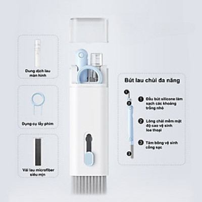 Bộ Dụng Cụ Vệ Sinh Tai Nghe, Bàn Phím, Máy Tính Đa Năng 7 Trong 1, Nhỏ Gọn, Tiện Lợi , Bộ Vệ Sinh Laptop Đa Năng 7 in 1 7in1 Cao Cấp Vệ Sinh Tai Nghe, Điện Thoại, Màn Hình, Máy ảnh Nhựa Abs Cao Cấp Dùng Cho / Airpods / iPhone / iPad Quà - Hàng Nhập Khẩu