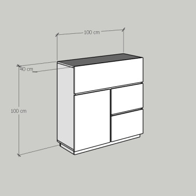 [Happy Home Furniture] MACRO, Tủ đựng đồ 1 cánh mở - 3 ngăn kéo , 100cm x 40cm x100cm ( DxRxC), THK_041
