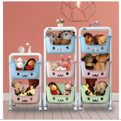 Kệ 3 tầng mặt cười dễ thương, có bánh xe di chuyển, chất liệu nhựa pp, màu sắc giao ngẫu nhiên - Hàng chính hãng