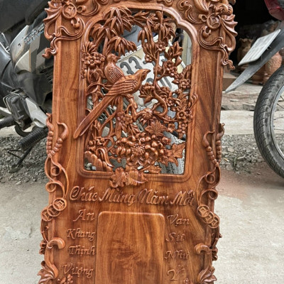 Đốc lịch treo từng bằng gỗ hương đá kt cao 37×77×3cm