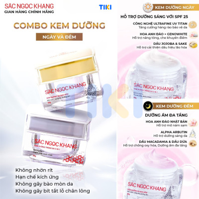 Bộ kem dưỡng ngày và đêm: Kem ban ngày 5 trong 1 (30ml) + Kem ban đêm (30g) giúp dưỡng ẩm, nâng tông, sáng da, làm mờ vết thâm, sạm, nám