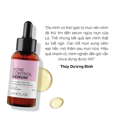Serum giúp ngăn ngừa mụn, giảm nhờn cho da, giảm mờ vết thâm mụn Lá House Acne Control 15ml/30ml