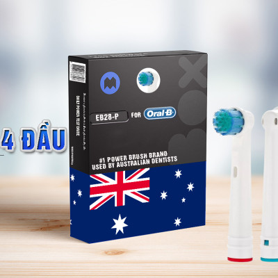 Cho máy Oral B Braun, bộ 4 Đầu Bàn Chải đánh răng điện thay thế MIHOCO EB28-P New Sensitive, làm sạch răng, cho nướu nhạy cảm, BỊ VIÊM