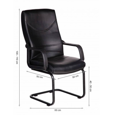 Ghế Phòng Họp Lưng Da PU Chân Sơn Tĩnh Điện IB4110 Ibie - Đen