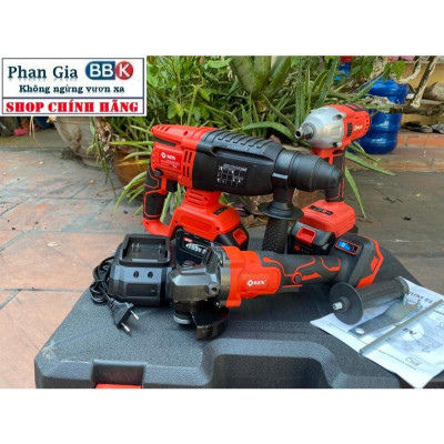 Bộ Combo Máy Khoan Đục Bê Tông, Máy Mài Và Bulong Dùng Pin KEN199V, 2 Pin 15Cell, Máy Khoan Đục Bê Tông Siêu Khỏe