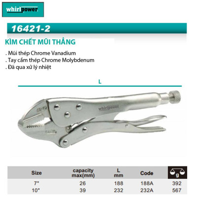 KÌM CHẾT MŨI THẲNG 10" WHIRLPOWER 16421-2-232A
