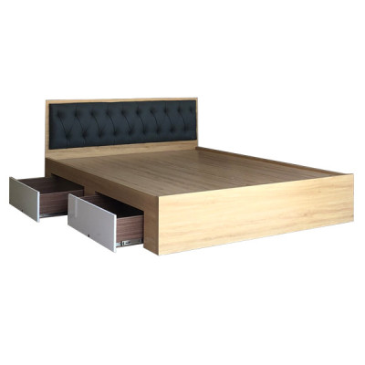 Giường Ngủ Gỗ MDF Phủ Melamine Cao Cấp Viva Màu Vàng Đầu Nệm + Học Kéo