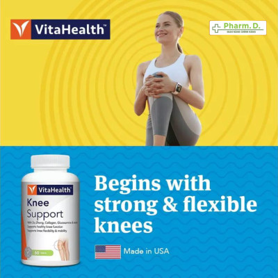 Viên Uống Hỗ Trợ Khớp Gối VITAHEALTH Knee Support Tái Tạo Xương Khớp Sụn Khớp (60 Viên)