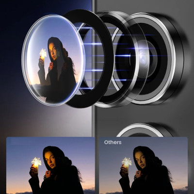 Tấm dán kính cường lực Camera cho Samsung Galaxy S22 Ultra / S23 Ultra / S24 Ultra hiệu HOTCASE KUZOOM AR - công nghệ kế dính tự động, mặt kính AGC sắc nét với độ cứng 9H, trang bị khung tự dán dễ dàng tự dán ở nhà - Hàng nhập khẩu