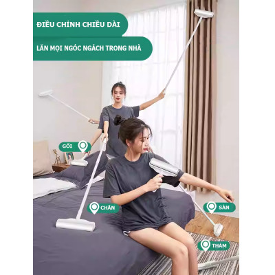 Cây Lăn Bụi Cán Dài Làm Sạch Quần Áo, Sàn Nhà, Ga Giường, Lông Chó Mèo - Độ Dài Tùy Chỉnh, Kèm 1 Lõi Thay Thế