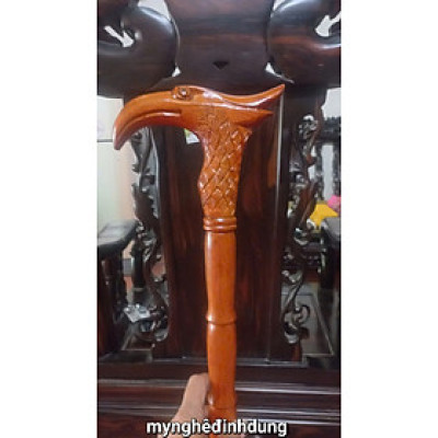 Gậy batong hỗ chợ đi lại dành cho người già bằng gỗ hương đá víp dài 90x3cm 