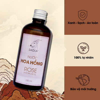 Nước hoa hồng thương hiệu Sao la (100ml): Dưỡng ẩm, làm se  khít lỗ chân lông, làm mịn và ngăn ngừa lão hóa da, làm sạch da, 100% thuần chay, từ tự nhiên, an toàn, lành tính - Hàng Chính Hãng