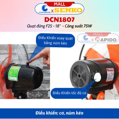 Quạt Đứng Công Nghiệp Senko DCN1809 (Lồng Quạt Mạ Crom) - Quạt Đứng DCN1807 - Hàng Chính Hãng - Bảo Hành 24 Tháng