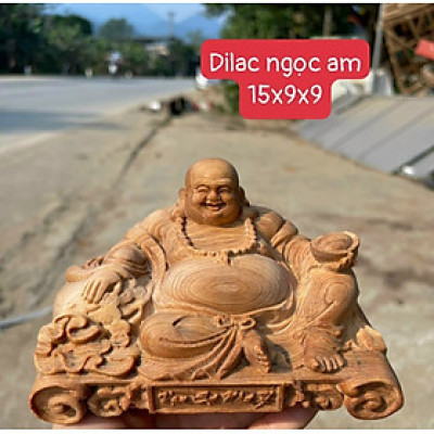 Tượng phật di lặc mini bằng gỗ ngọc am thơm nức kt 15×9×9cm 