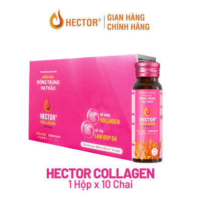 Bộ 2 Hộp 10 Chai Nước Uống Đông Trùng Hạ Thảo HECTOR Collagen chống lão hóa da cấp ẩm (20x50ml)
