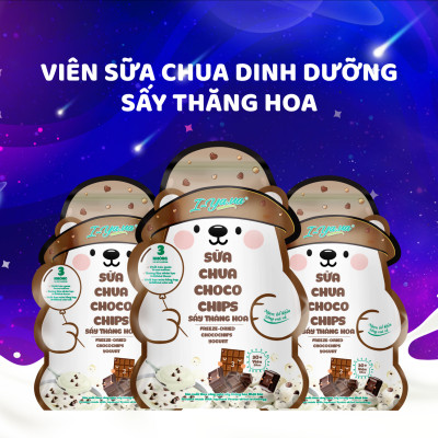 Sữa Chua Sấy Thăng Hoa IYaua Gấu Hạt Nút Vị CHOCO CHIPS Túi 16G - Snack Ăn Vặt Sấy Thăng Hoa