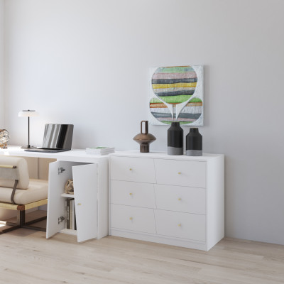 HAPPY FURNITURE , Tủ lưu trữ 6 ngăn kéo - DALEY ,THK_344 , 100cm x 45cm x 77cm DxRxC