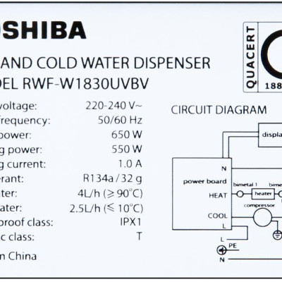 Cây nước nóng lạnh Toshiba RWF-W1830UVBV(T) - Hàng chính hãng