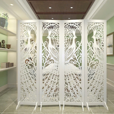 Vách bình phong con công 4 tấm 