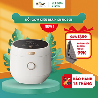 Nồi Cơm Điện Tử Bear 3L Lòng Nồi 5 Lớp Đa Năng Nấu Cơm Nấu Cháo Hầm Hấp Hâm Nóng Hẹn Giờ Lên Đến 12 Tiếng SB-NC30A - HÀNG CHÍNH HÃNG