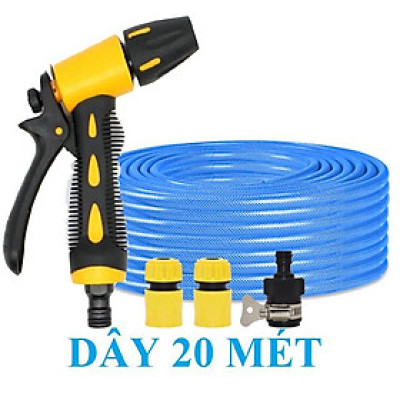 Vòi Xịt Rửa Xe️ Bộ dây vòi xịt nước rửa xe, tưới cây , tăng áp 3 lần, loại 20m 206319 cút sập, + đai