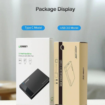 Ugreen UG50743US221TK 50CM 2.5 Inch type c hộp đựng ổ cứng hay ssd cổng usb c màu đen - HÀNG CHÍNH HÃNG