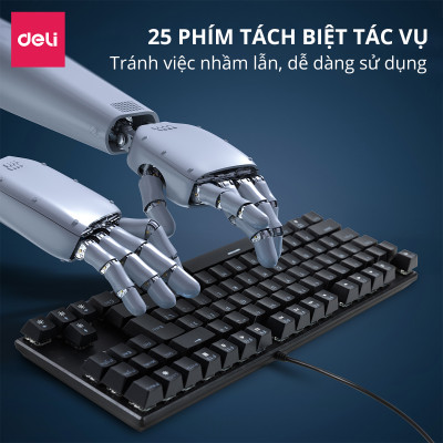 Bàn Phím Cơ Gaming Deli VS788 PRO LED RGB Chế Độ Nháy Cực Đẹp Khác Nhau, Phím Cơ Gõ Siêu Đã, Thiết Kế Nhỏ Gọn Tương Thích Với Laptop, PC, Máy Tính, Kiểu Dáng Gamer Game Thủ eSport Bàn Phím Văn Phòng - Hàng Chính Hãng 